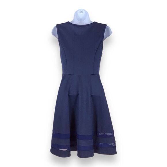 Lulu's Sheer Determination Skater Dress Sleeveless Navy Blue size XS - Picture 5 of 8
